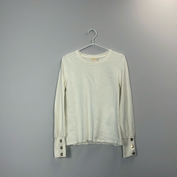 Nation Ltd Kiana off white long sleeves top with gold buttons small - Picture 2 of 5